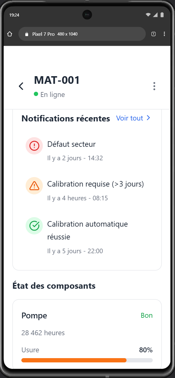Application matCare - détail matelas
